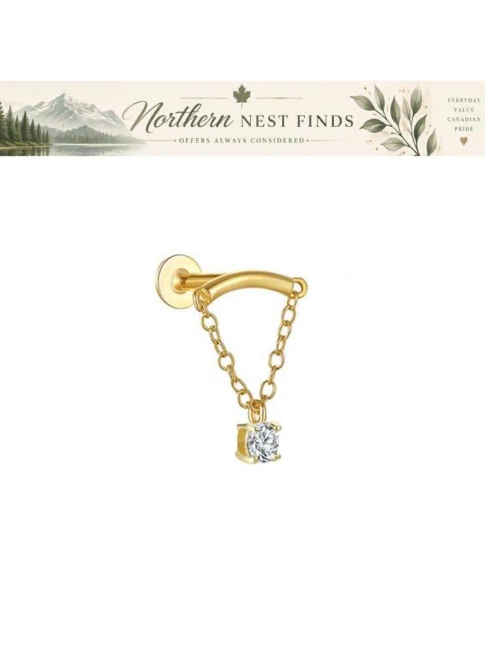 2Pcs Flat Back Helix Earrings Brass Cubic Zirconia Dangle Drop Tassel Chain